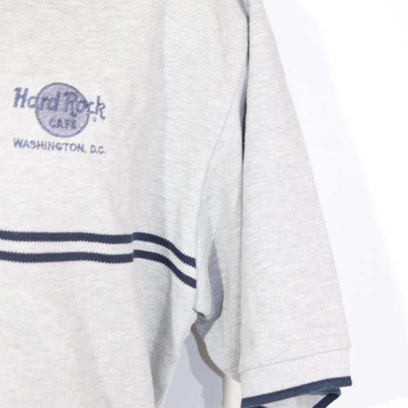 Hard Rock Cafe Polo Shirt Large Grey Washington DC Short Sleeve Summer Mens - Picture 5 of 10